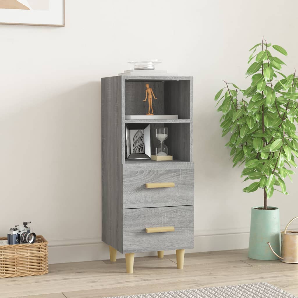 skænk 34,5x34x90 cm konstrueret træ grå sonoma-eg
