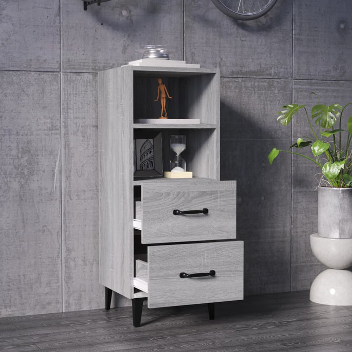 skænk 34,5x34x90 cm konstrueret træ grå sonoma-eg
