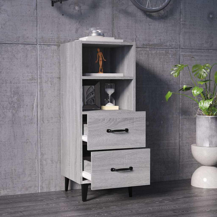 skænk 34,5x34x90 cm konstrueret træ grå sonoma-eg