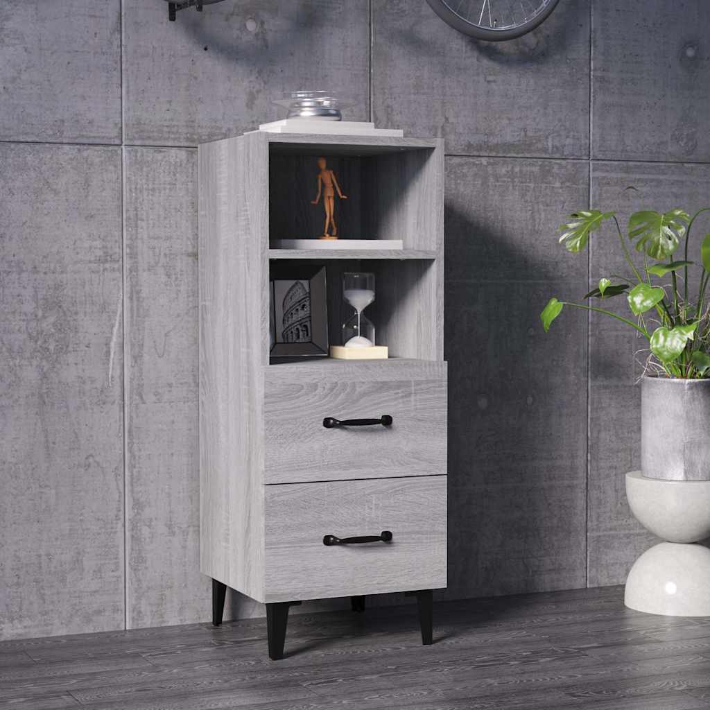 skænk 34,5x34x90 cm konstrueret træ grå sonoma-eg