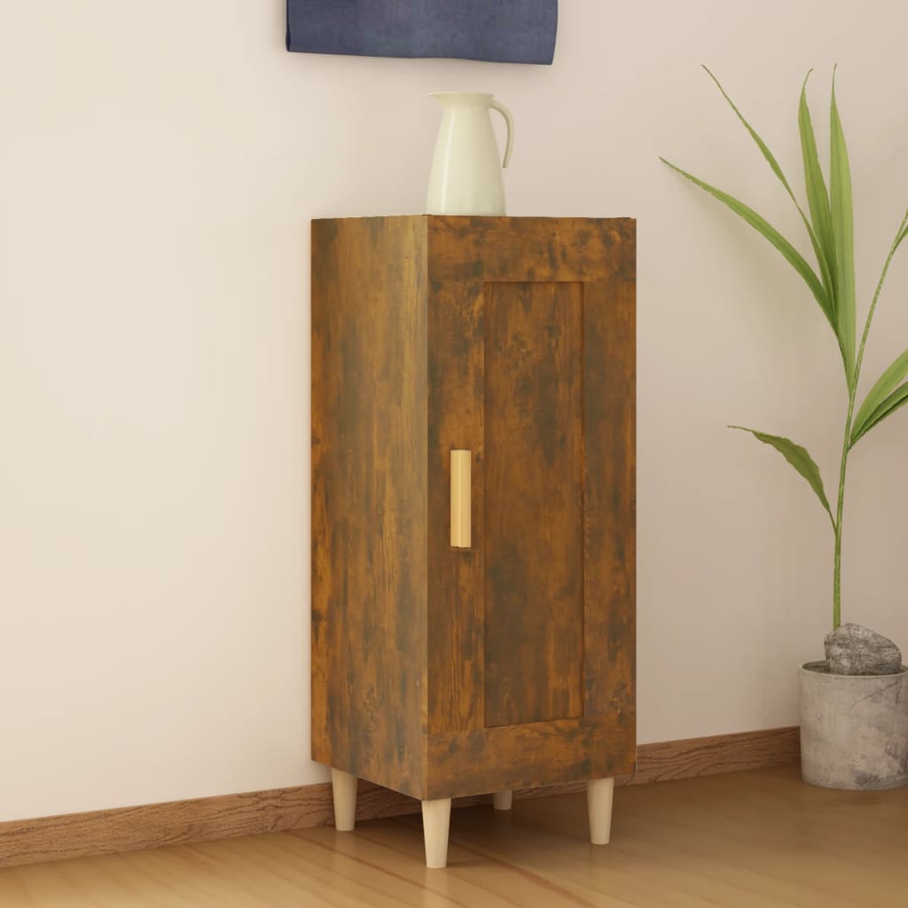 skænk 34,5x34x90 cm konstrueret træ røget egetræsfarve