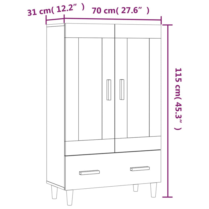 skab 70x31x115 cm konstrueret træ grå sonoma-eg