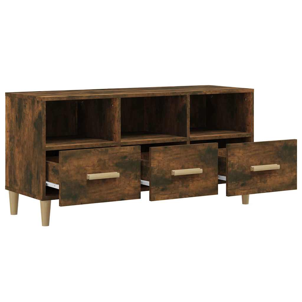 tv-bord 102x36x50 cm konstrueret træ røget egetræsfarve