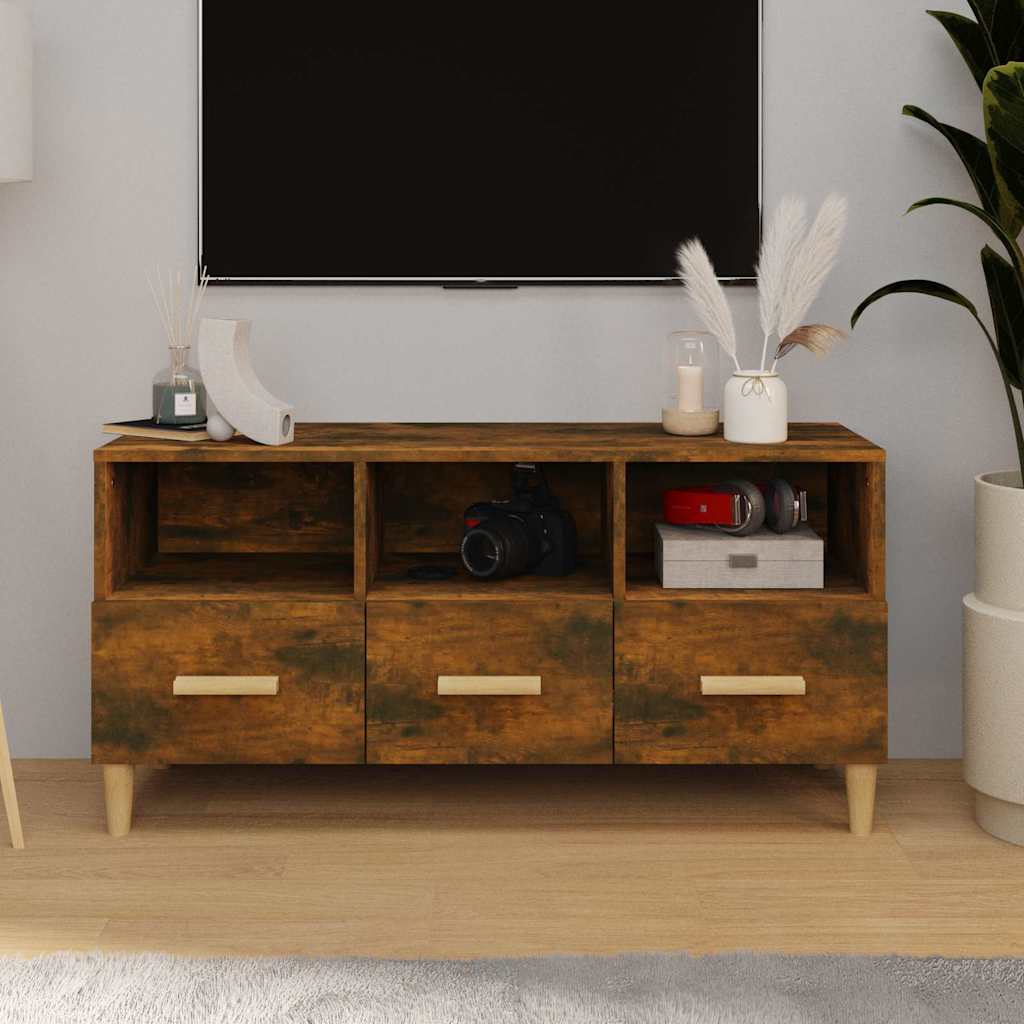 tv-bord 102x36x50 cm konstrueret træ røget egetræsfarve