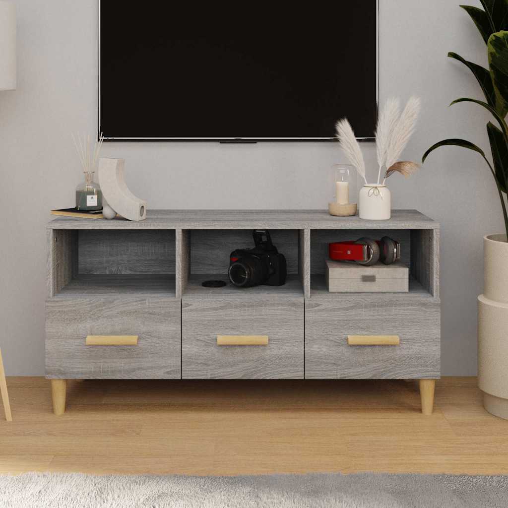 tv-bord 102x36x50 cm konstrueret træ grå sonoma-eg