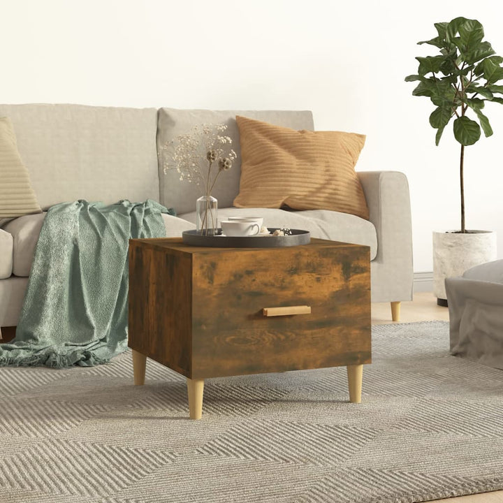 sofabord 50x50x40 cm konstrueret træ røget egetræsfarve