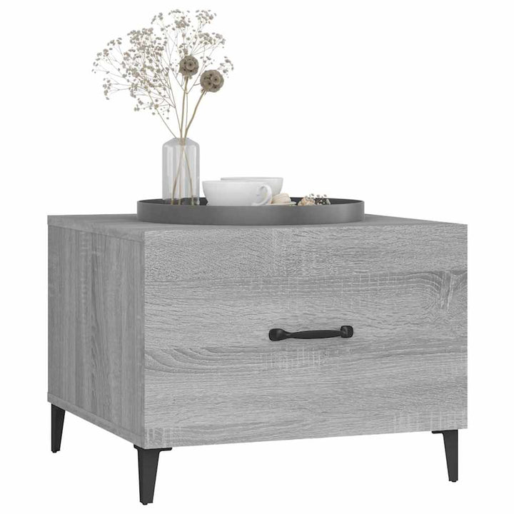 sofabord med metalben 50x50x40 cm grå sonoma-eg