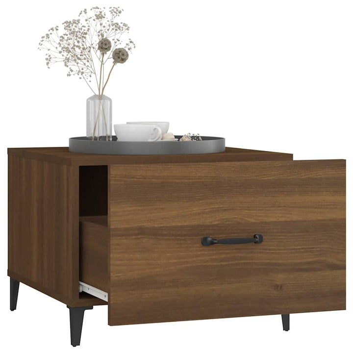 sofaborde med metalben 2 stk. 50x50x40 cm brun egetræsfarve
