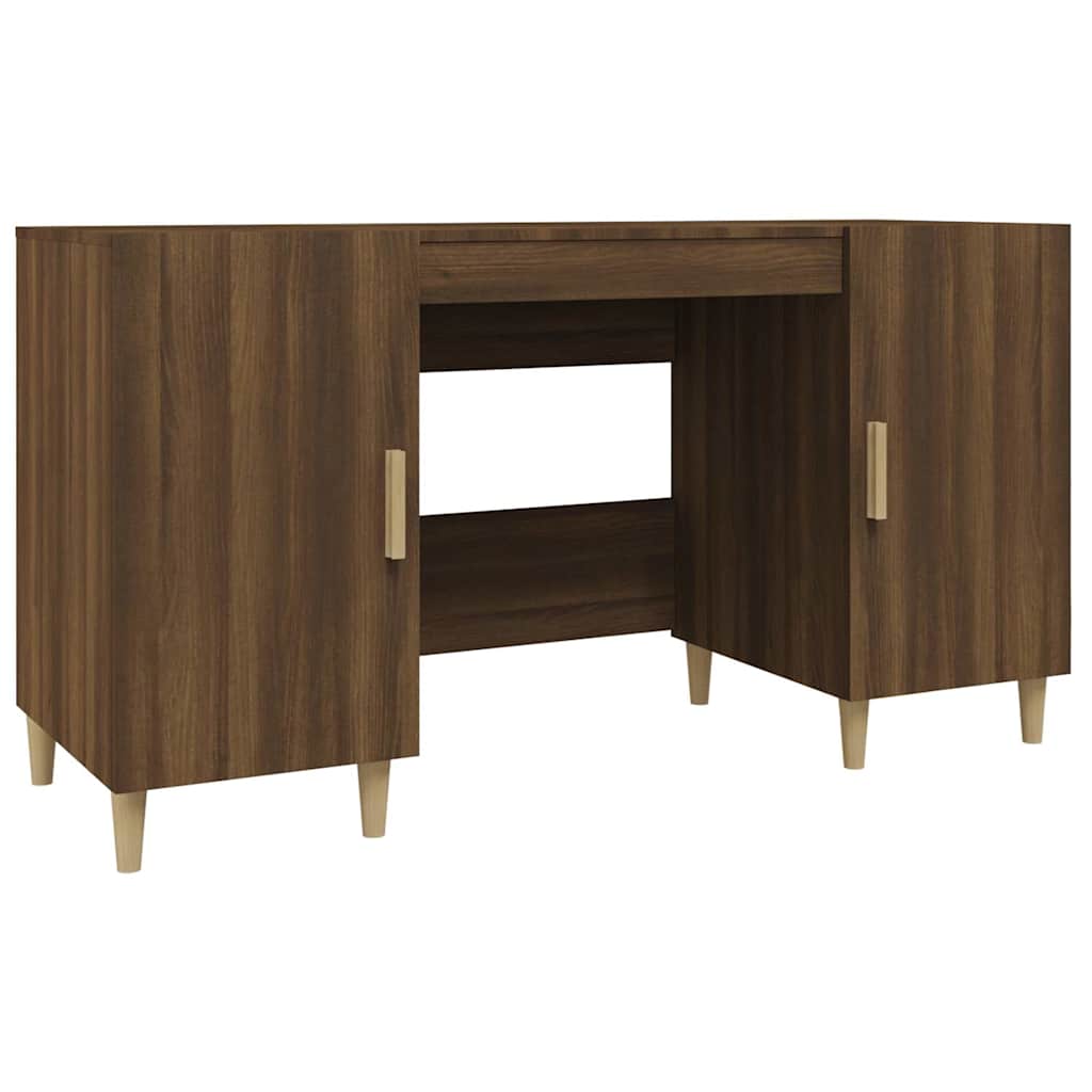 skrivebord 140x50x75 cm konstrueret træ brun egetræsfarve