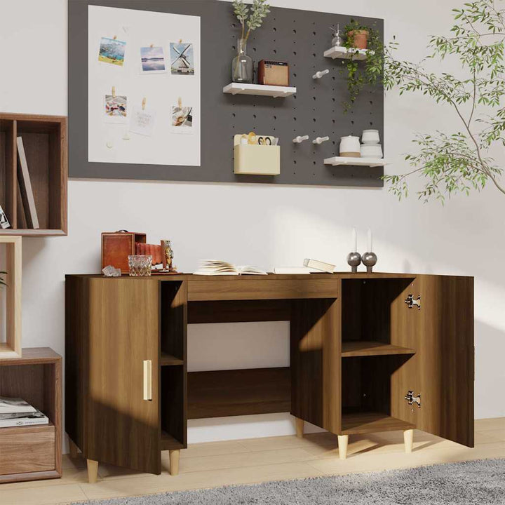 skrivebord 140x50x75 cm konstrueret træ brun egetræsfarve