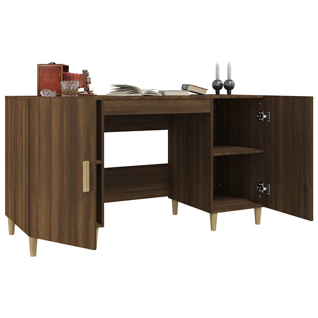 skrivebord 140x50x75 cm konstrueret træ brun egetræsfarve