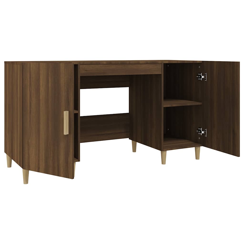 skrivebord 140x50x75 cm konstrueret træ brun egetræsfarve