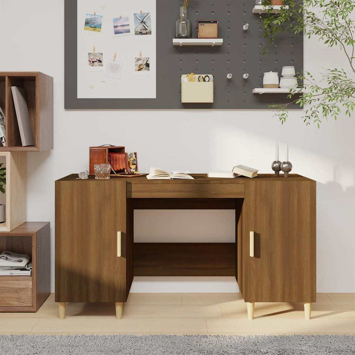 skrivebord 140x50x75 cm konstrueret træ brun egetræsfarve