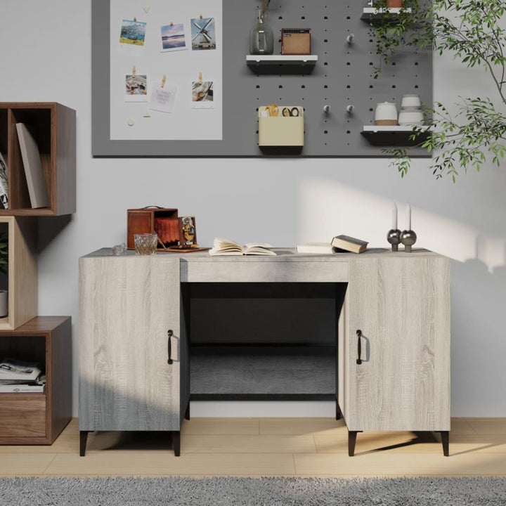 skrivebord 140x50x75 cm konstrueret træ grå sonoma-eg