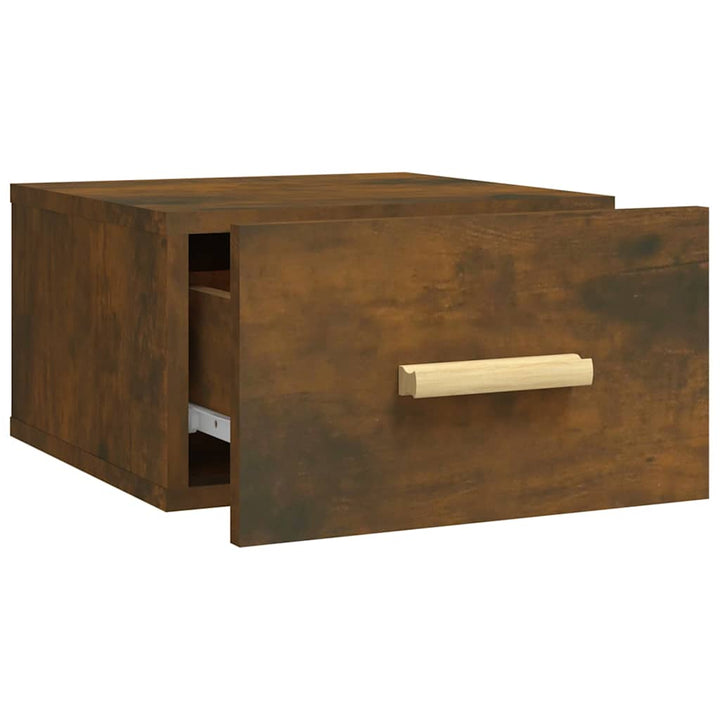 væghængte sengeborde 2 stk. 35x35x20 cm røget egetræsfarve