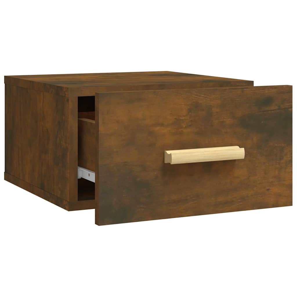væghængte sengeborde 2 stk. 35x35x20 cm røget egetræsfarve