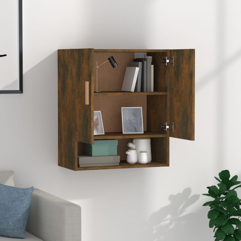vægskab 60x31x70 cm konstrueret træ røget egetræsfarve