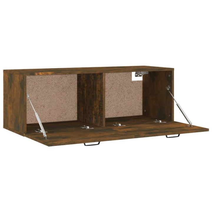 vægskab 100x36,5x35 cm konstrueret træ røget egetræsfinish