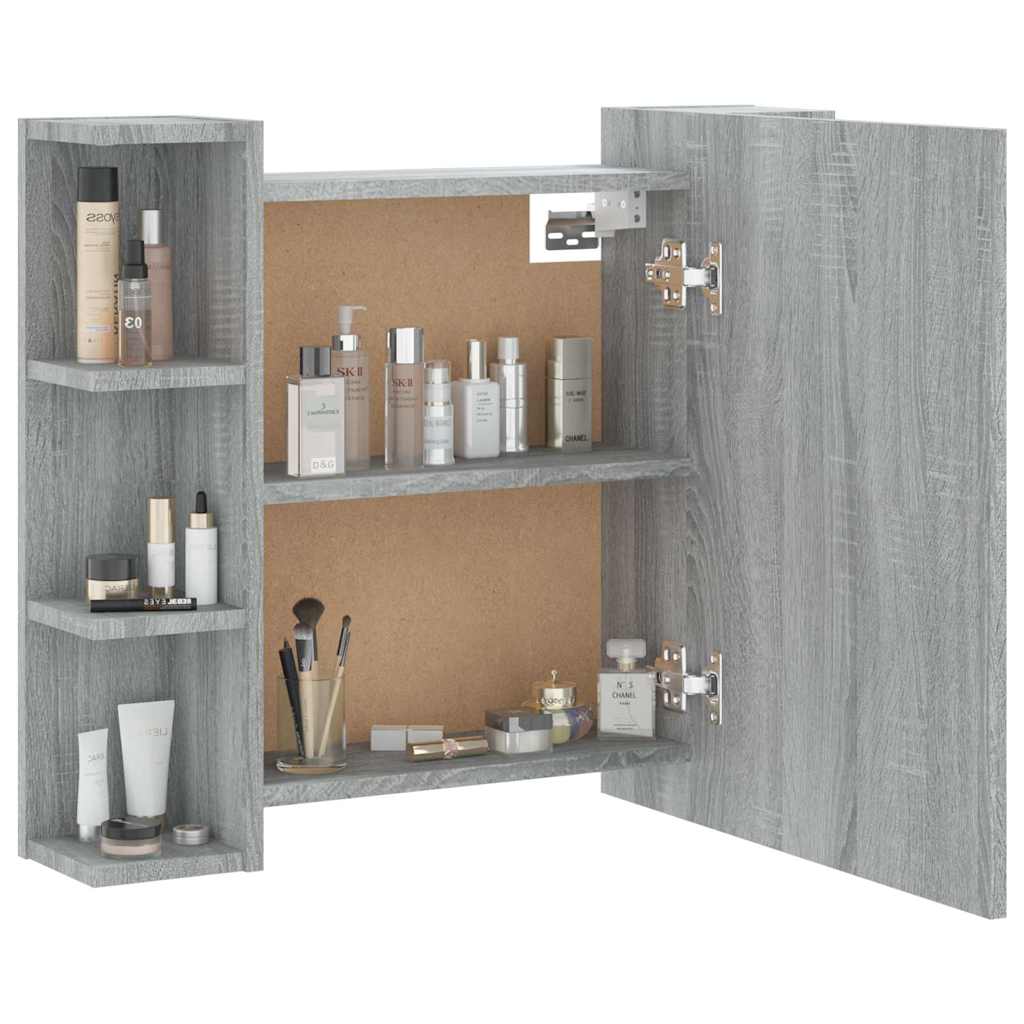spejlskab med LED-lys 70x16,5x60 cm grå sonoma-eg