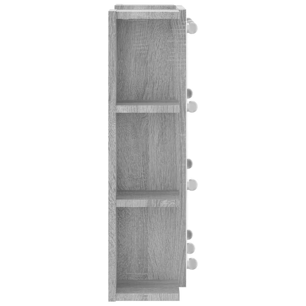 spejlskab med LED-lys 70x16,5x60 cm grå sonoma-eg