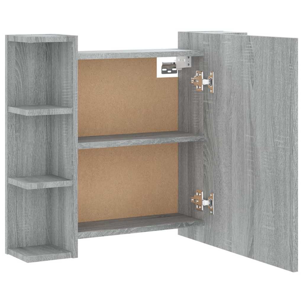 spejlskab med LED-lys 70x16,5x60 cm grå sonoma-eg