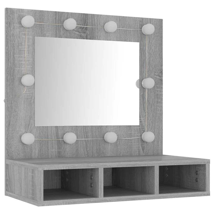 spejlskab med LED-lys 60x31,5x62 cm grå sonoma-eg