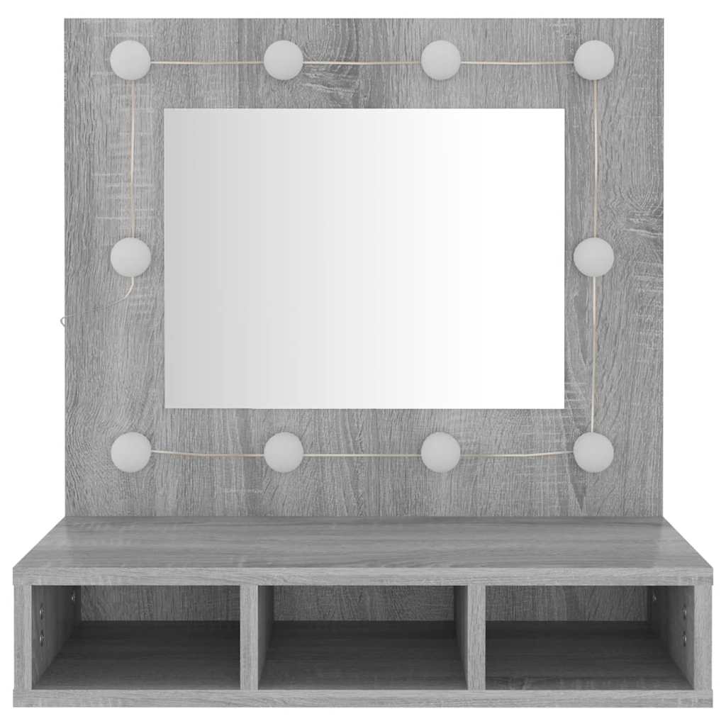 spejlskab med LED-lys 60x31,5x62 cm grå sonoma-eg