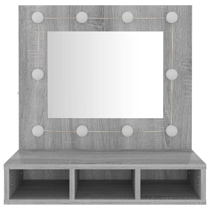 spejlskab med LED-lys 60x31,5x62 cm grå sonoma-eg
