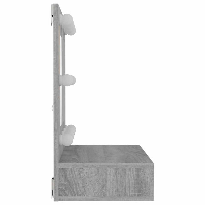 spejlskab med LED-lys 60x31,5x62 cm grå sonoma-eg