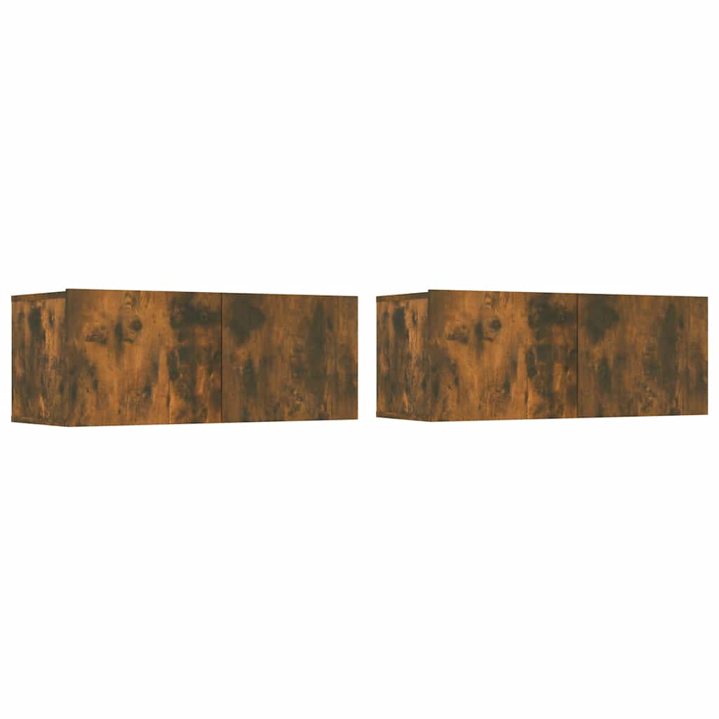 tv-skabe 2 stk. 80x30x30 cm konstrueret træ røget egetræ