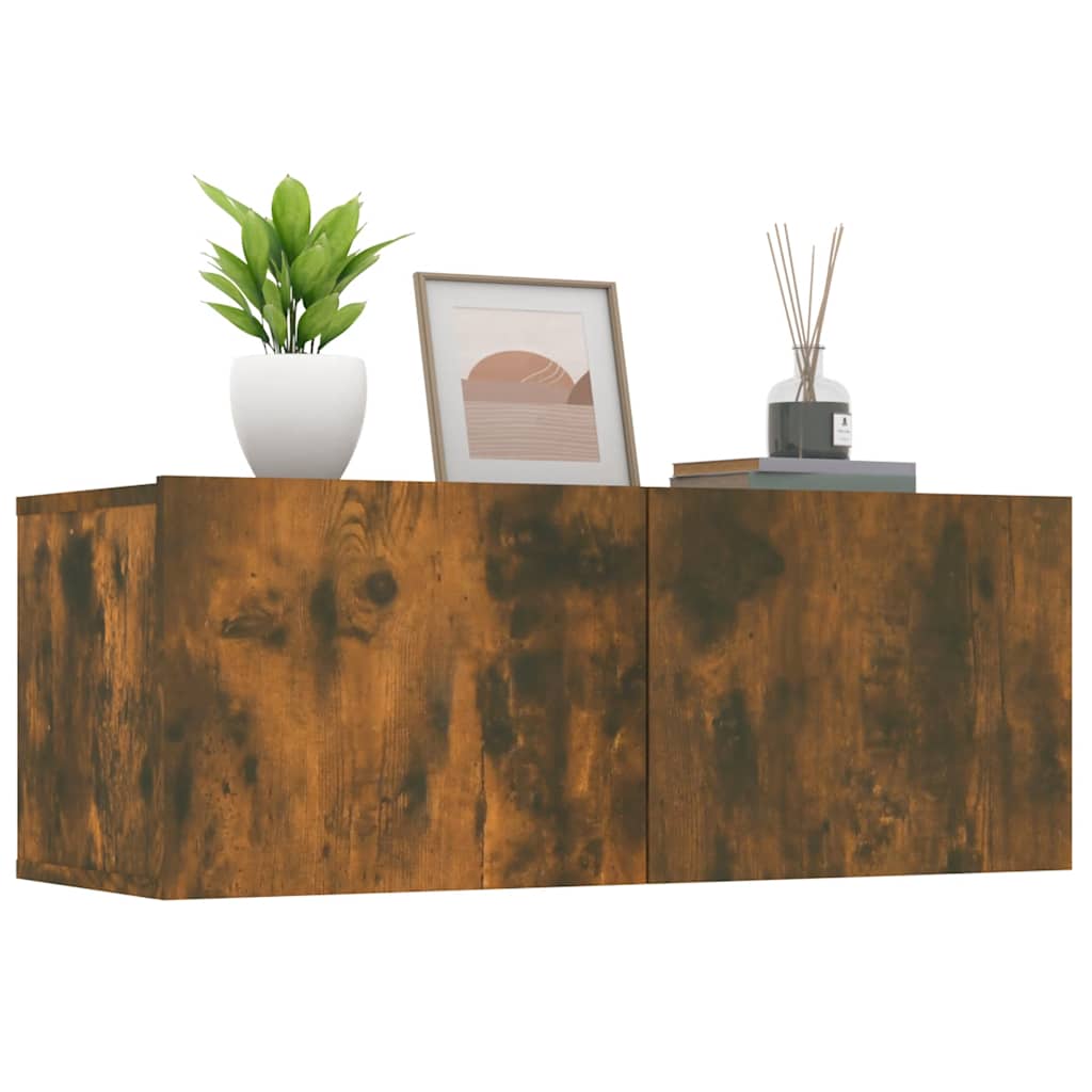 tv-skabe 2 stk. 80x30x30 cm konstrueret træ røget egetræ