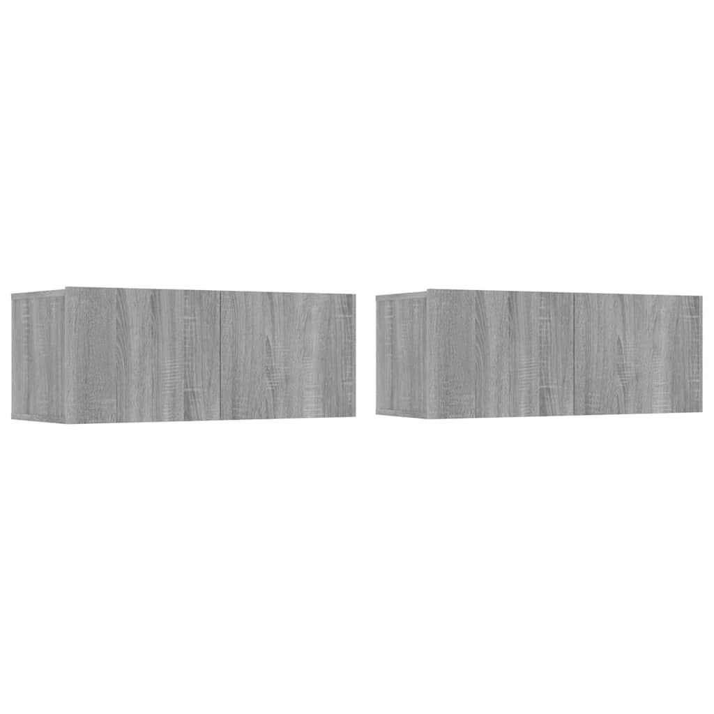 tv-skabe 2 stk. 80x30x30 cm konstrueret træ grå sonoma-eg