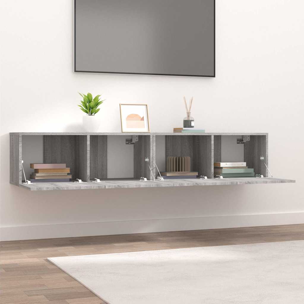 tv-skabe 2 stk. 80x30x30 cm konstrueret træ grå sonoma-eg