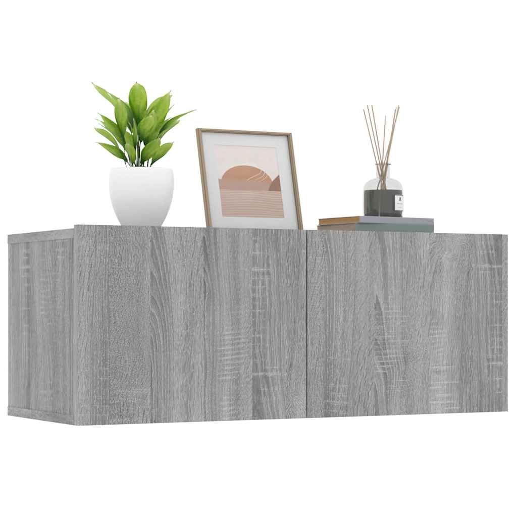 tv-skabe 2 stk. 80x30x30 cm konstrueret træ grå sonoma-eg