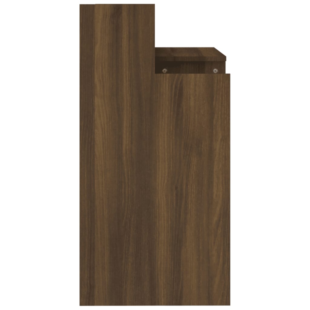 skrivebord med LED-lys 97x45x90 cm konstrueret træ brun eg