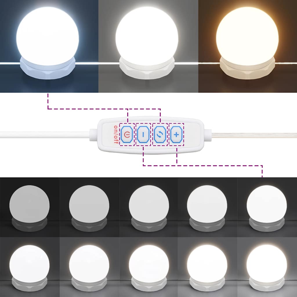 makeupbord med LED-lys 96x40x142 cm røget egetræsfarve