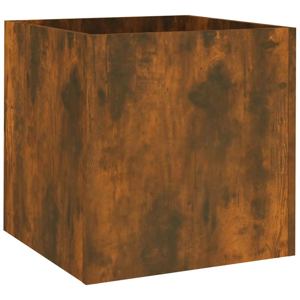 plantekasse 40x40x40 cm konstrueret træ røget egetræsfarve