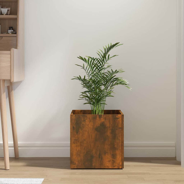 plantekasse 40x40x40 cm konstrueret træ røget egetræsfarve