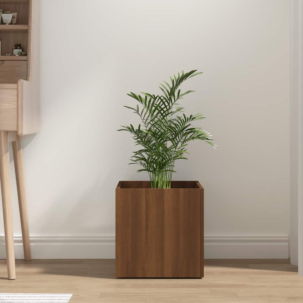 plantekasse 40x40x40 cm konstrueret træ brun egetræsfarve