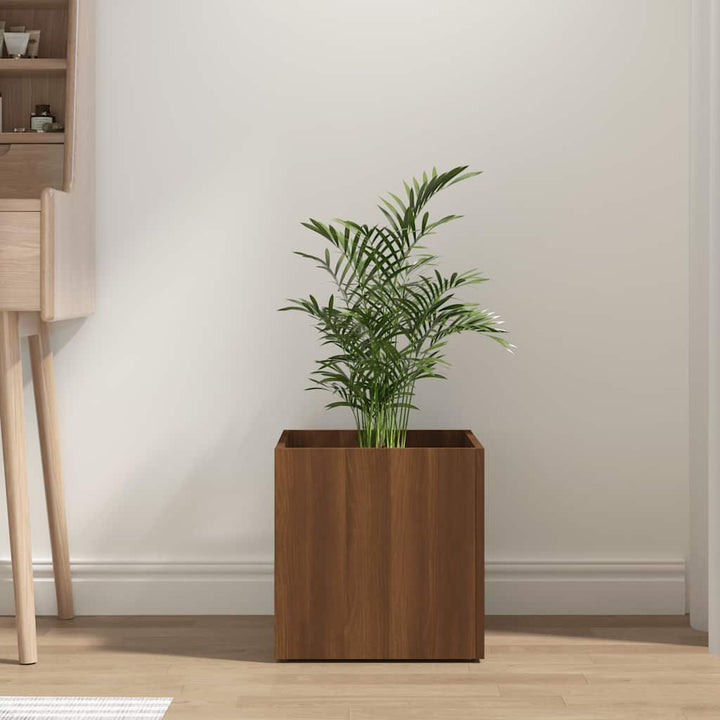 plantekasse 40x40x40 cm konstrueret træ brun egetræsfarve