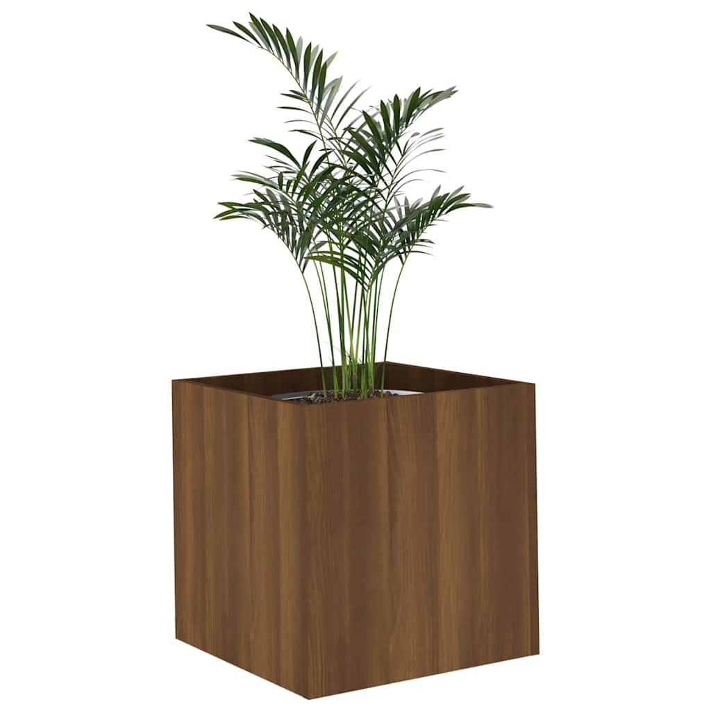 plantekasse 40x40x40 cm konstrueret træ brun egetræsfarve