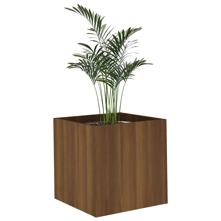plantekasse 40x40x40 cm konstrueret træ brun egetræsfarve