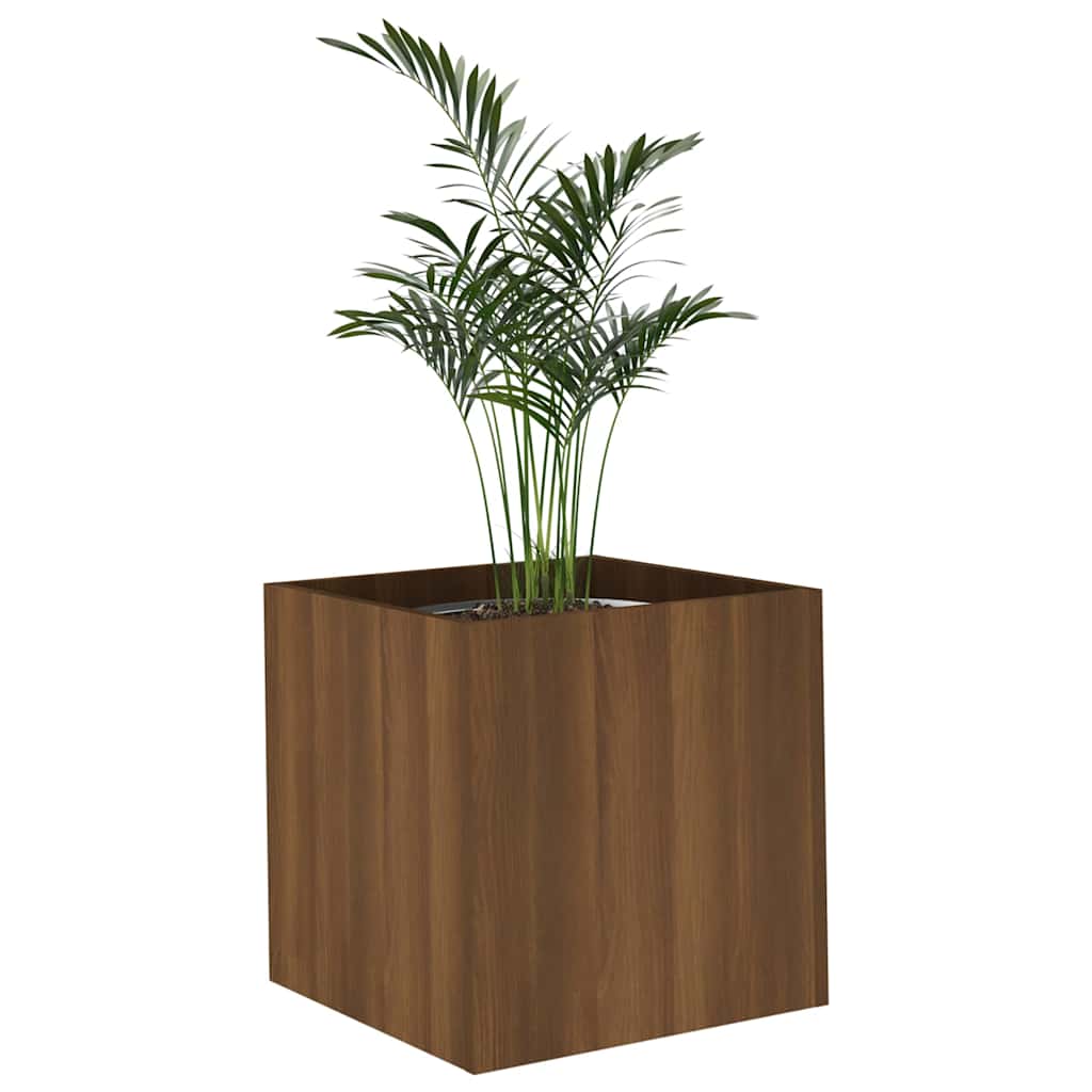 plantekasse 40x40x40 cm konstrueret træ brun egetræsfarve