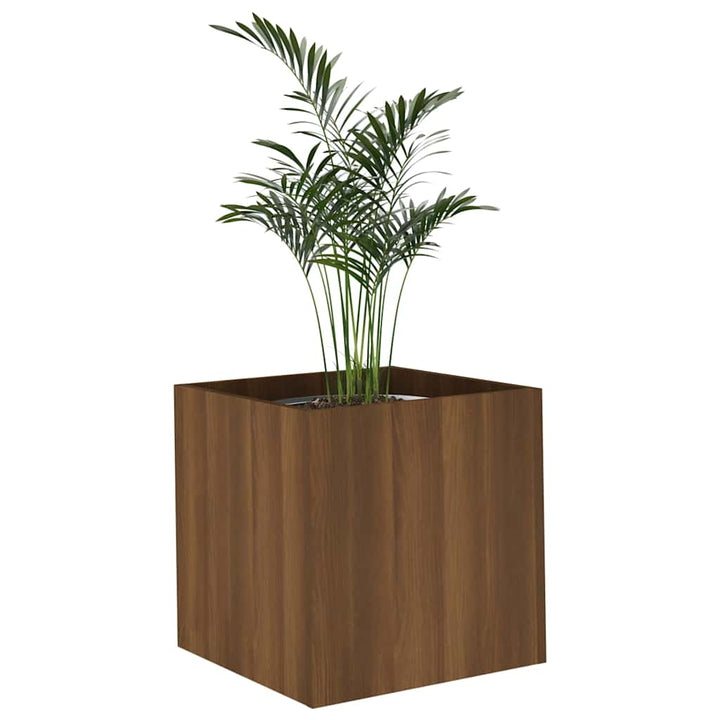 plantekasse 40x40x40 cm konstrueret træ brun egetræsfarve