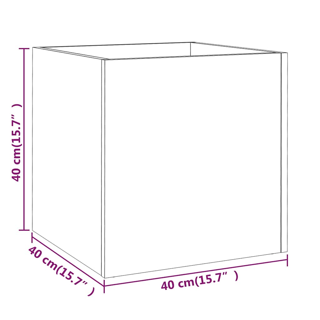 plantekasse 40x40x40 cm konstrueret træ brun egetræsfarve