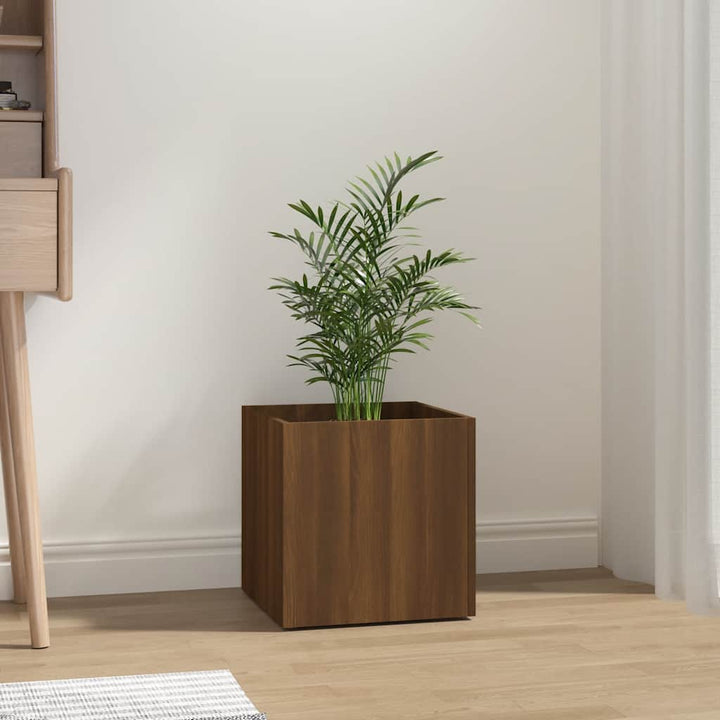 plantekasse 40x40x40 cm konstrueret træ brun egetræsfarve