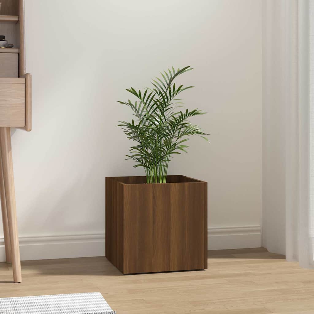 plantekasse 40x40x40 cm konstrueret træ brun egetræsfarve