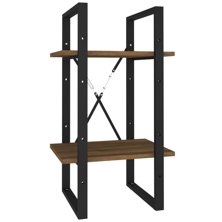 bogreol m. 2 hylder 40x30x70 cm konstrueret træ brun egetræ