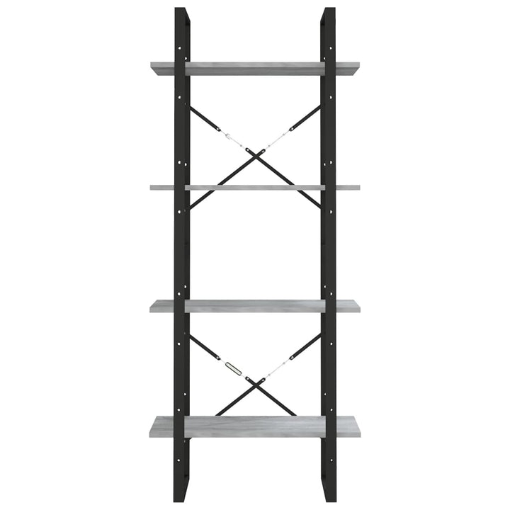 bogreol m. 4 hylder 60x30x140 cm konstrueret træ grå sonoma