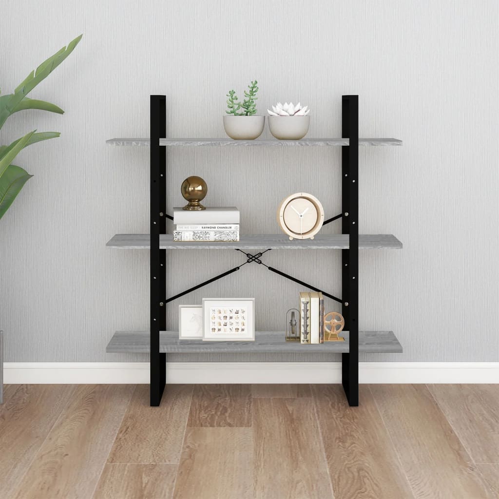 bogreol 100x30x105 cm konstrueret træ grå sonoma-eg